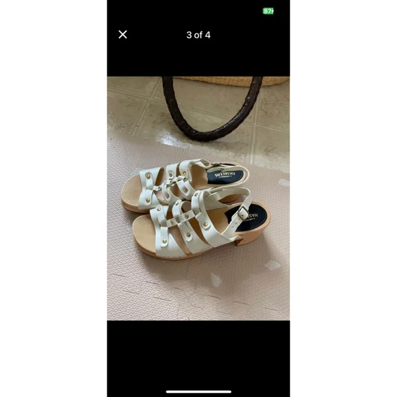 Women's Swedish Hasbeens Handmade Brassy High Sandals Size 38 White Sandals - Picture 14 of 16